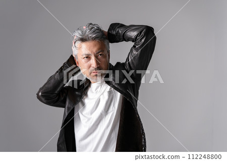 Senior men leather jacket cool 112248800