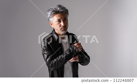 Senior men leather jacket cool 112248807