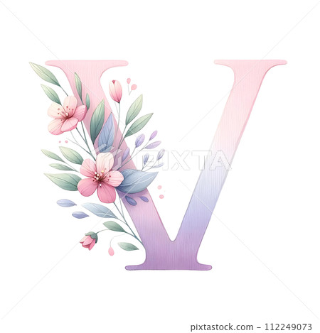 Letter v with flower Letter v with flower 112249073