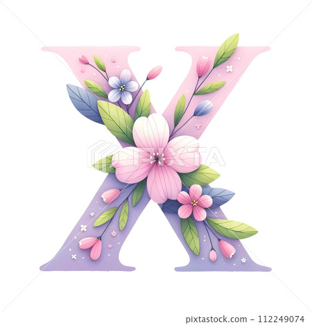 Letter X with flower Letter X with flower 112249074