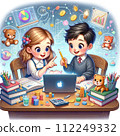 child studying on computer 112249332