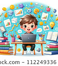 child studying on computer 112249336
