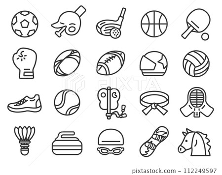 Illustration set of sports icons (line drawings) by event 112249597