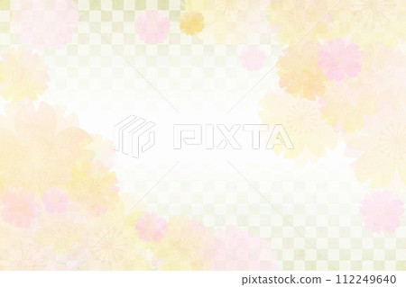 Japanese style background with cherry blossoms and checkered pattern (olive) Japanese style background with cherry blossoms and checkered pattern (olive) 112249640