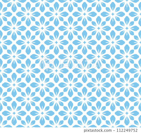 Flower geometric pattern. Seamless vector background. Blue and white ornament Flower geometric pattern. Seamless vector background. Blue and white ornament 112249752