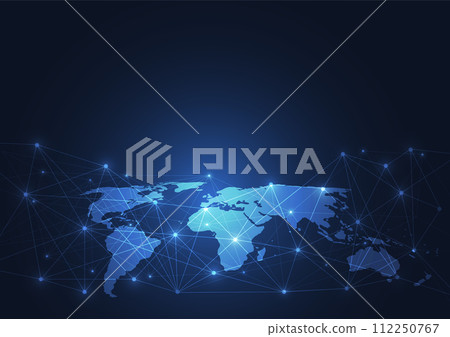 Global network connection. World map point and line composition concept of global business. Vector Illustration Global network connection. World map point and line composition concept of global business. Vector Illustration 112250767
