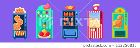 Colorful Vending Machine Sell Different Item Vector Set Colorful Vending Machine Sell Different Item Vector Set 112250833