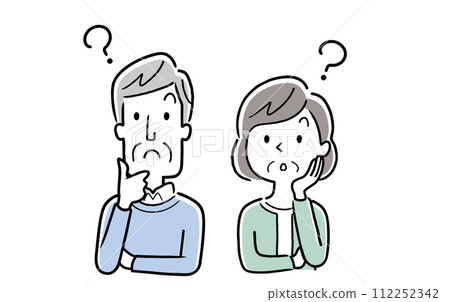 Vector illustration material: Senior couple feeling doubts 112252342