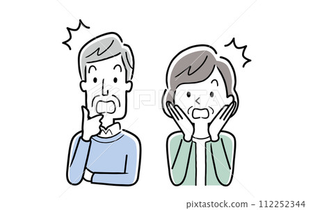 向量插畫素材:表情驚訝的年長夫婦 向量插畫素材:表情驚訝的年長夫婦 112252344