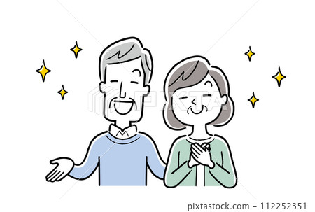 Vector illustration material: Comfortable and refreshing smiling senior couple 112252351