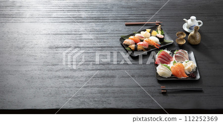 Sashimi, sushi, japanese food background 112252369