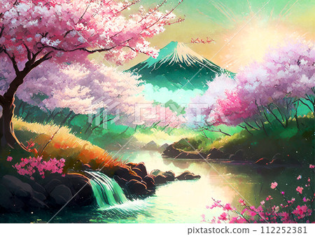 Mysterious and beautiful cherry blossoms and - Stock