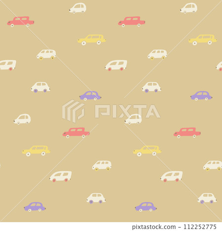 Cars pattern, pastel green blue and pink different cars wallpaper, seamless texture for nursery room 112252775