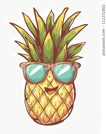 Yellow pineapple wearing sunglasses AI image Yellow pineapple wearing sunglasses AI image 112252802