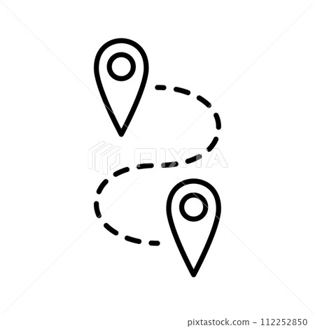 Map distance measuring icon. Map marker pointer. GPS location symbol. 112252850