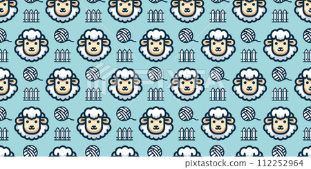Fluffy sheep seamless pattern background material Fluffy sheep seamless pattern background material 112252964