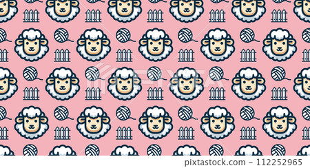 Fluffy sheep seamless pattern background material Fluffy sheep seamless pattern background material 112252965