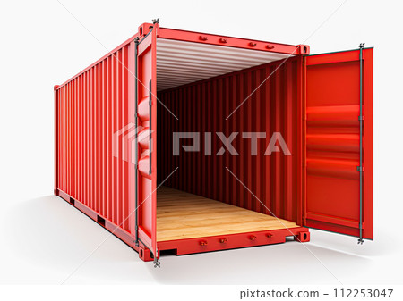 Cargo container isolated on white background. Copy space. Add product. Ai Generative illustration 112253047