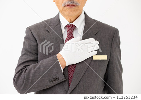 Senior male business white gloves faceless 112253234