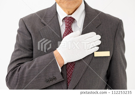 Senior male business white gloves faceless 112253235