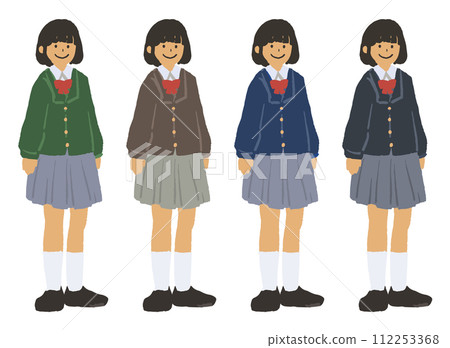 Blazer student whole body illustration set Blazer student whole body illustration set 112253368