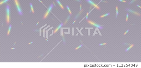 Rainbow refraction overlay, prism light effect, leak flare. 112254049