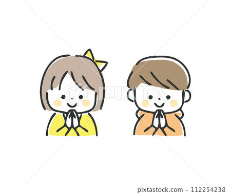 男孩和女孩緊握雙手 112254238