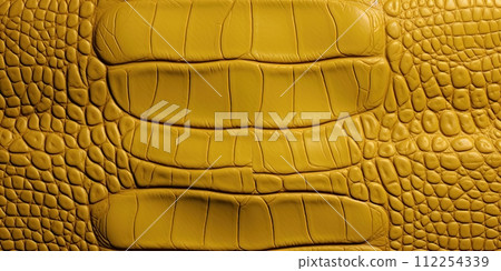 Alligator leather texture in yellow color. Textured backgrouds and backdrops. Ai Generative illustration 112254339