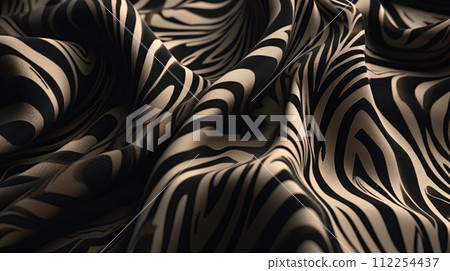 Zebra skin pattern design cloth. Background, backdrop texture. Generative Ai illustration 112254437