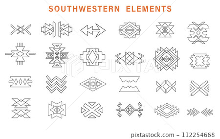 Aztec Navajo Tribal Shapes Set Southwestern Symbol 112254668