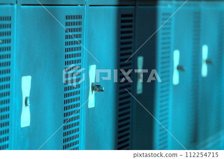panel of blue lockers panel of blue lockers 112254715