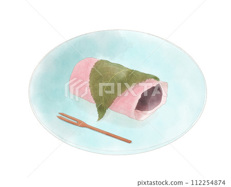 Sakuramochi on a plate 112254874