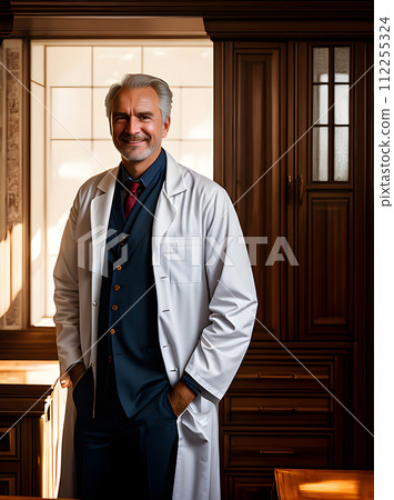 Smiling doctor cabinet detailed cinematic maximum. 112255324