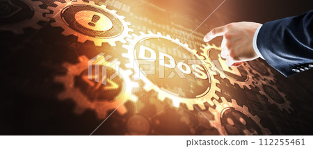 Inscription: Ddos attack. Business Technology Internet network concept Inscription: Ddos attack. Business Technology Internet network concept 112255461