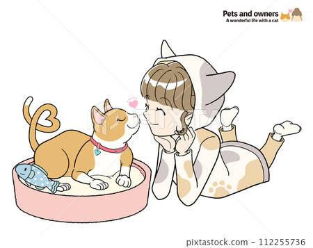 愛貓與女主人之間的放鬆時光-咀嚼鼻子 愛貓與女主人之間的放鬆時光-咀嚼鼻子 112255736