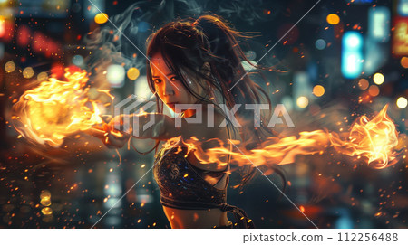 A girl who fights by controlling fireballs 112256488