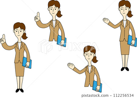 女上班族引導顧客的插圖 112256534