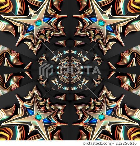 3D render of metallic seamless  pattern background tile 112256616