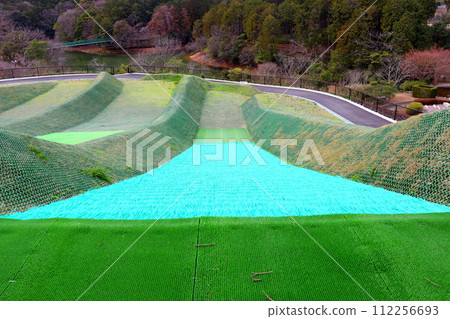 Grass sliding, grass sledding, Hibikinada Green Park, Fukuoka Prefecture, Kitakyushu City, Wakamatsu Ward, Park 112256693