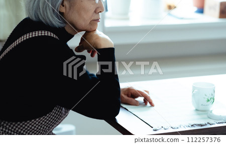 Senior woman living alone 112257376