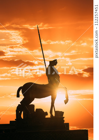 Pompeii, Italy. Statue Of Centaur On Territory Of Forum On Background Sunset Sunrise Sky Clouds Pompeii, Italy. Statue Of Centaur On Territory Of Forum On Background Sunset Sunrise Sky Clouds 112257451