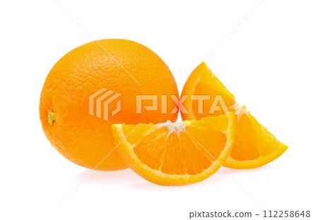 Orange fruit isolated on white background 112258648