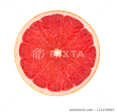 Grapefruit isolated on white background. Round slice of fresh fruit. With clipping path. Grapefruit isolated on white background. Round slice of fresh fruit. With clipping path. 112258665