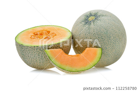 cantaloupe melon isolated on white cantaloupe melon isolated on white 112258780
