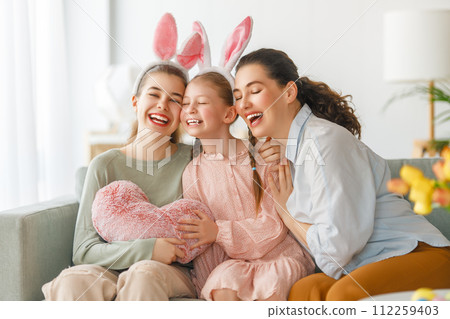 Family celebrating Easter 112259403