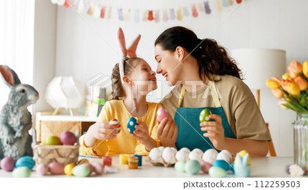 family preparing for Easter 112259503