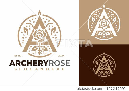 Letter A Archery Rose Logo design vector symbol icon illustration Letter A Archery Rose Logo design vector symbol icon illustration 112259691
