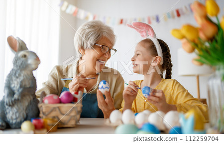 family preparing for Easter family preparing for Easter 112259704