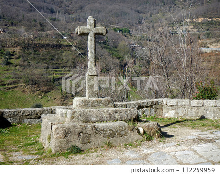 Stone cross on the Roman road 112259959