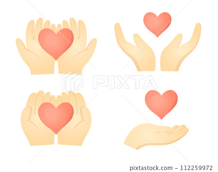 Palm and heart illustration set Palm and heart illustration set 112259972